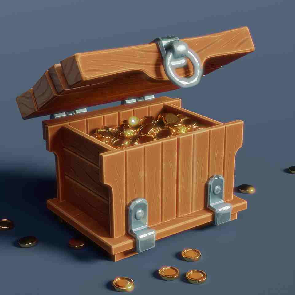 Pirate chest with gold coins preview image 1